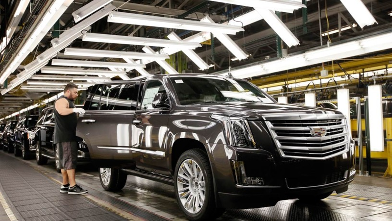 Escalades rolling through the Arlington plant